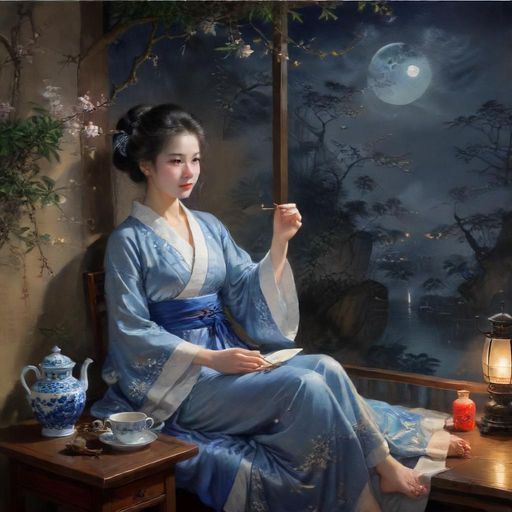 茶室夜晚招牌场景