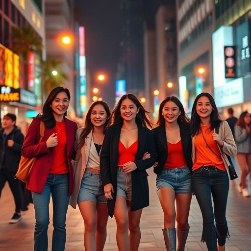 朋友们一起享受夜生活