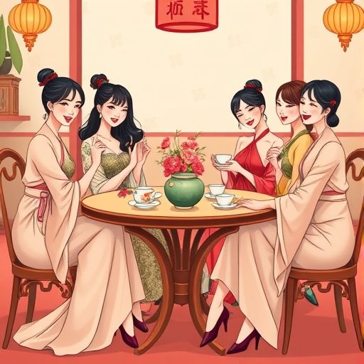 茶客们围桌畅聊