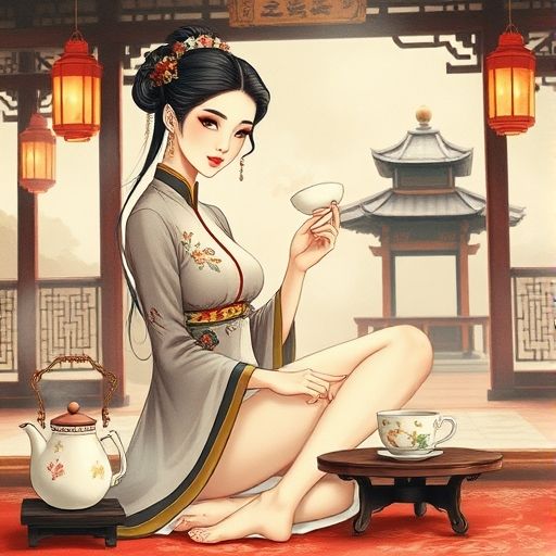 茶艺师表演茶道瞬间
