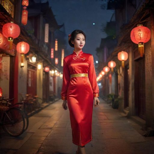 广州老街夜景灯笼