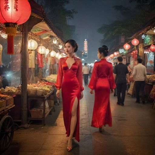广州夜市热闹场景