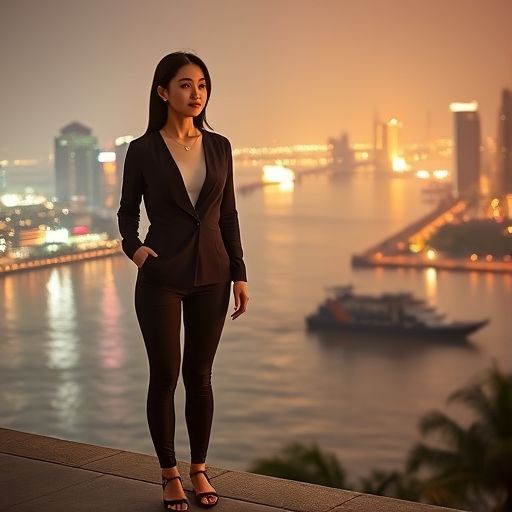 下班后的珠江夜景
