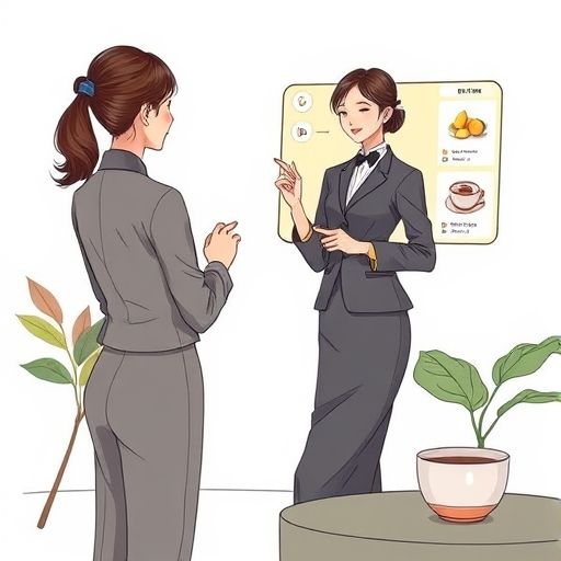 描绘茶艺师在线提供专业选茶指导服务的场景