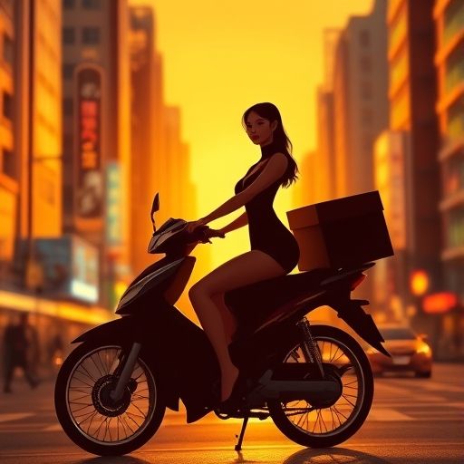 描绘广州都市快节奏生活与外卖便利性结合的场景