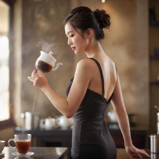 艺术风格照片捕捉茶艺师优雅专注的倒茶瞬间