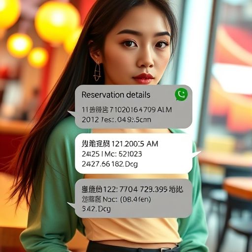 模拟微信聊天记录，显示与茶馆客服确认预订时间、人数等信息
