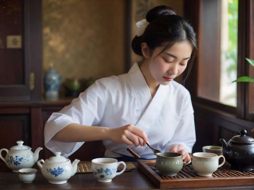 广佛茶艺师优雅泡茶场景