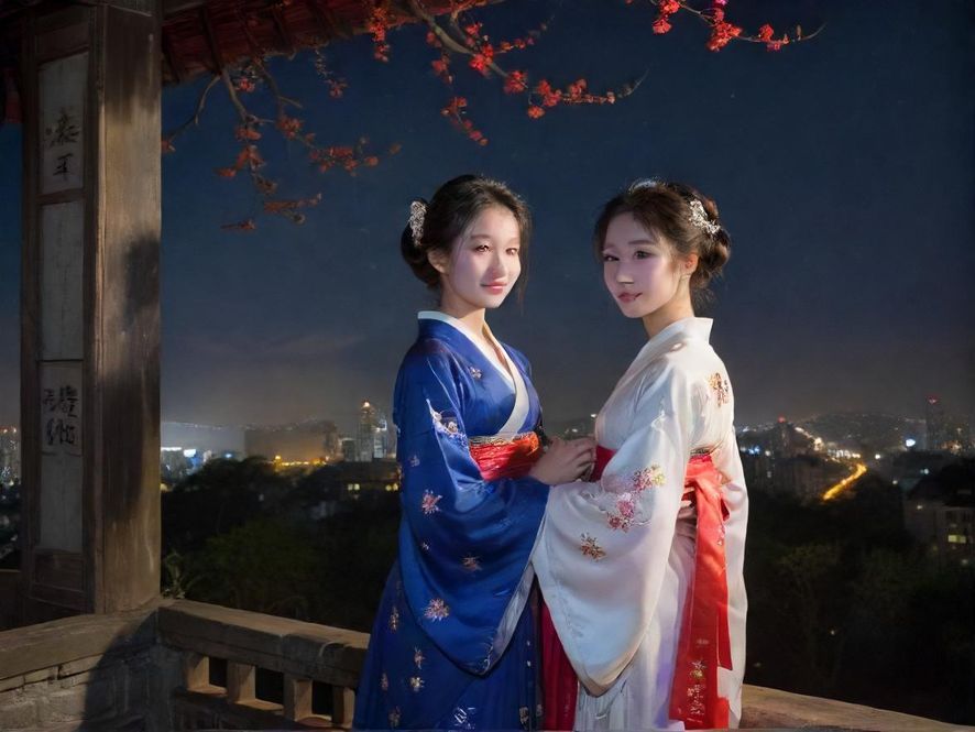 广州夜景，霓虹灯闪烁，城市天际线壮丽，俯瞰视角