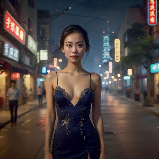 佛山夜景下的街头景象