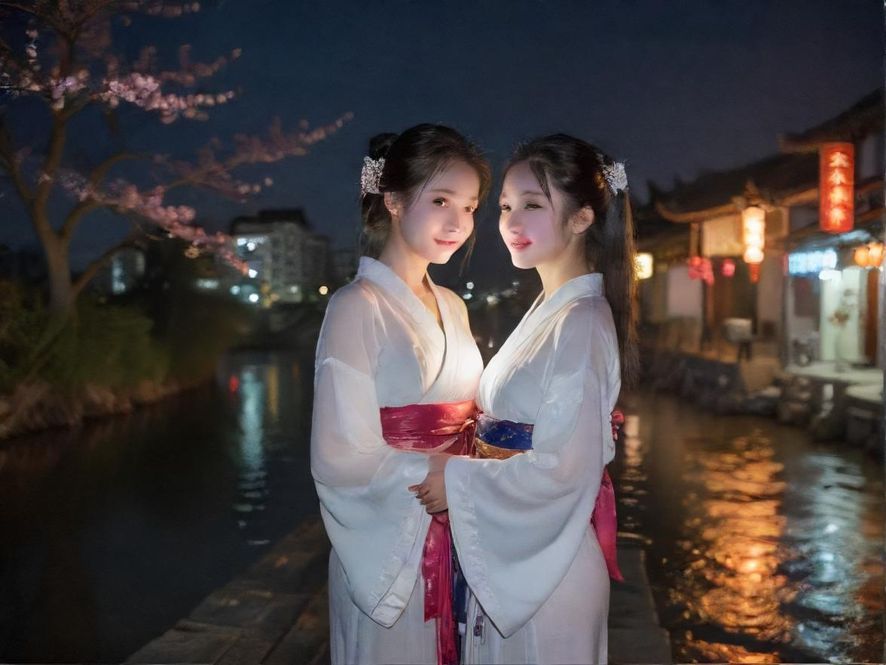 南京秦淮河畔城市夜景