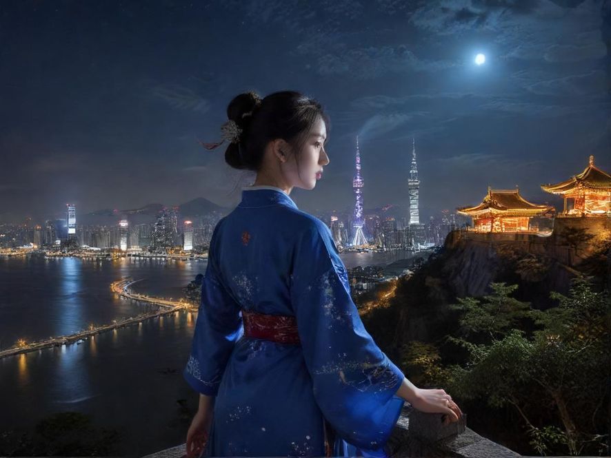 城市夜景下高端会所入口，灯火辉煌，尽显奢华