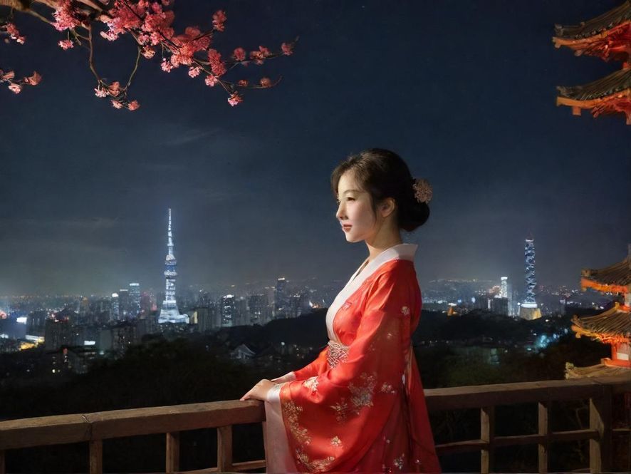 广州夜景下的桑拿会所，霓虹灯勾勒出迷人氛围