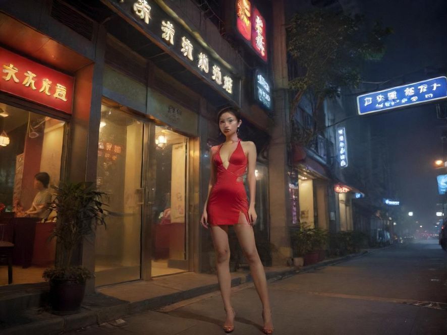 广州夜色中的休闲场所入口