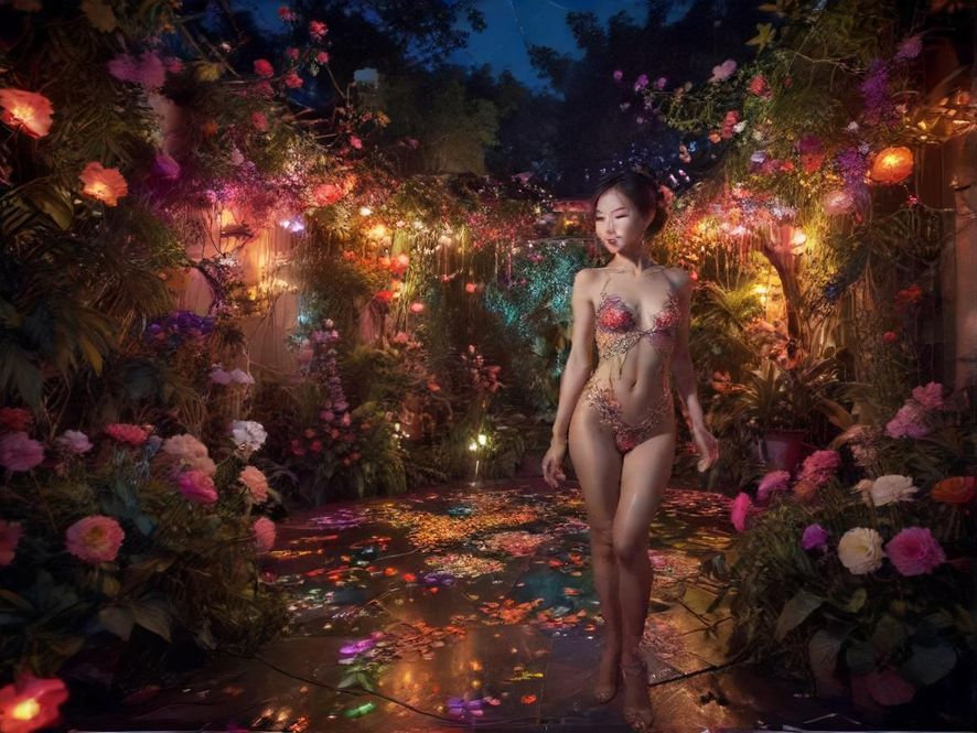 qm百花丛夜场派对热闹场景图