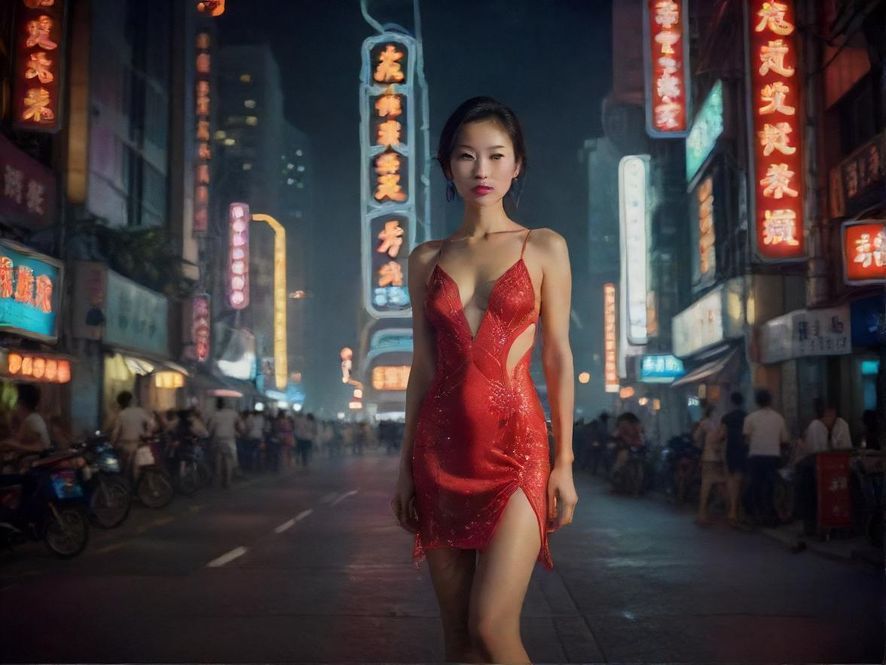 深圳夜景街头，灯火辉煌
