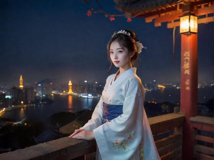 广州夜景街头充满活力的景象