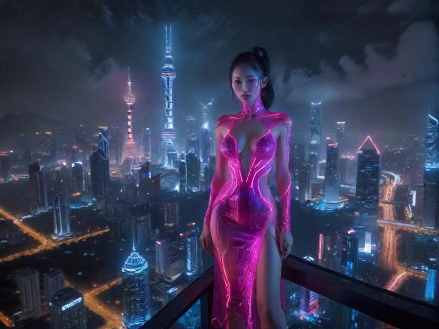 深圳夜景，霓虹灯下的都市魅力，预示着精彩的夜生活即将开启