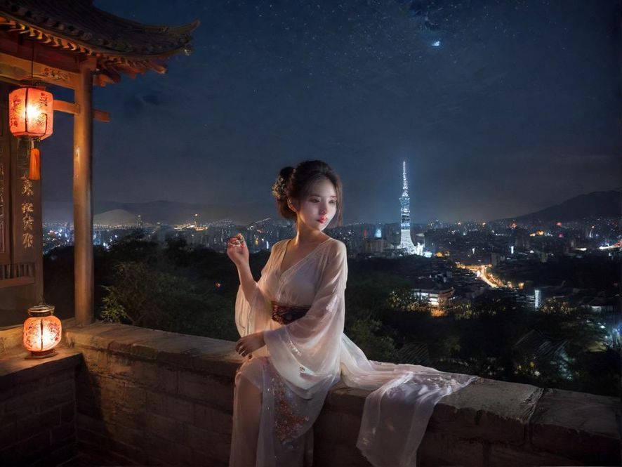 一位男士正在手机上查看广州夜场地图，屏幕显示着热门桑拿会所和娱乐场所的位置，背景是夜晚的广州城市灯光，营造出神秘而充满诱惑的氛围。