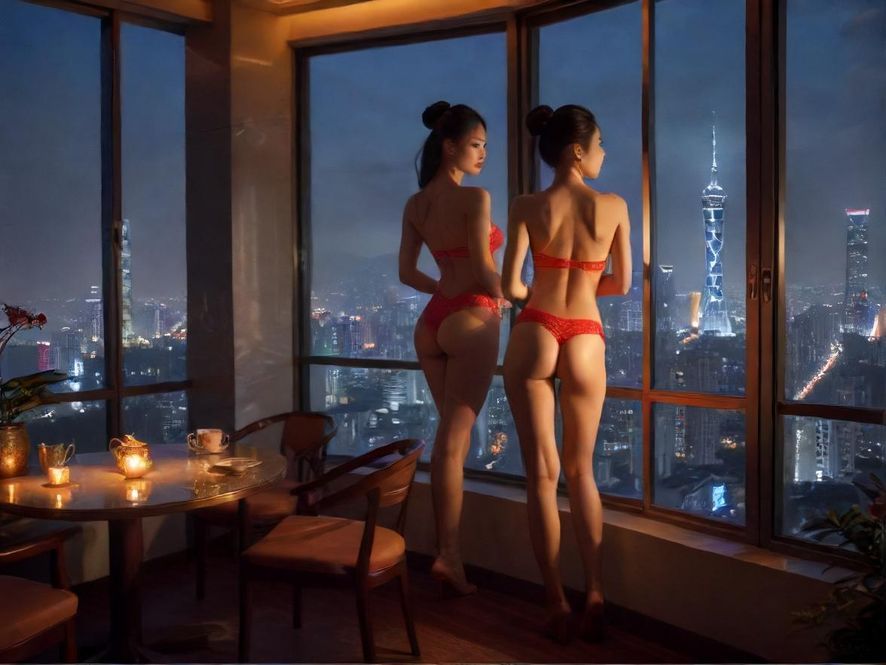 深圳罗湖夜景下的私密空间一角