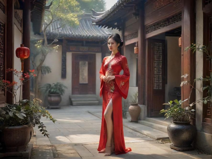古色古香的庭院，流水潺潺，雅致的建筑风格，营造出私密宁静的会所氛围。