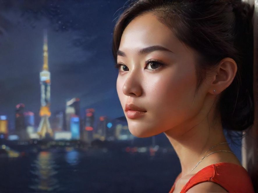 一名广州都市白领，侧面近景，在现代办公空间中，艺术插画风格，暗示着忙碌与对休憩的渴望。