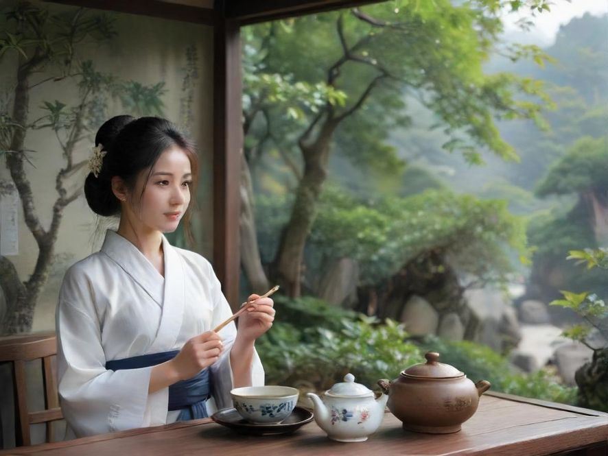 深圳品茶工作室内的唯美茶艺场景