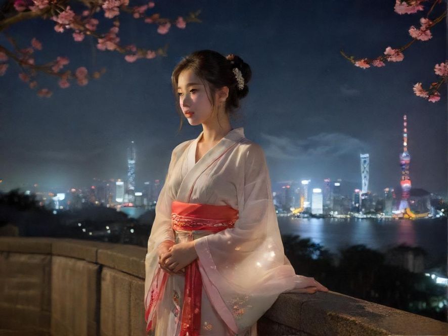 广州繁华夜景，灯火璀璨