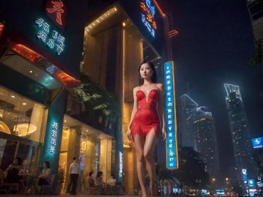 深圳夜色下的休闲会所入口