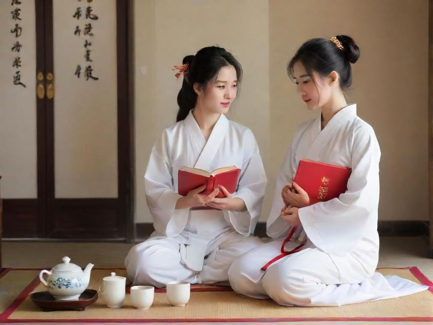 一位女子在雅致茶室中，背影朦胧，东方美学风格，私密会所背景